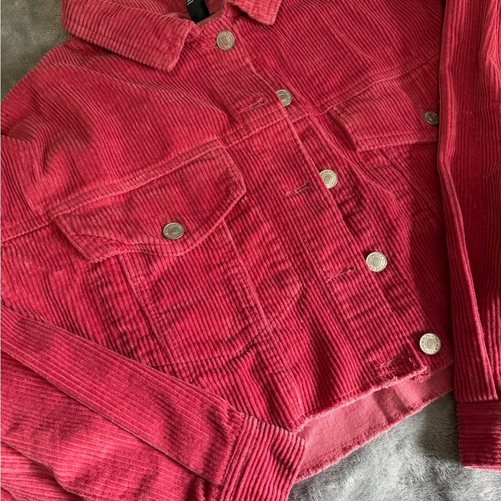 Forever 21 Hot Pink Cropped Curdoroy Jacket